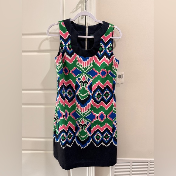 Gabby Skye Dresses & Skirts - Gabby Skye Sleeveless 6os Geometric Ikat Dress Keyhole Neck Sz 8 Retro